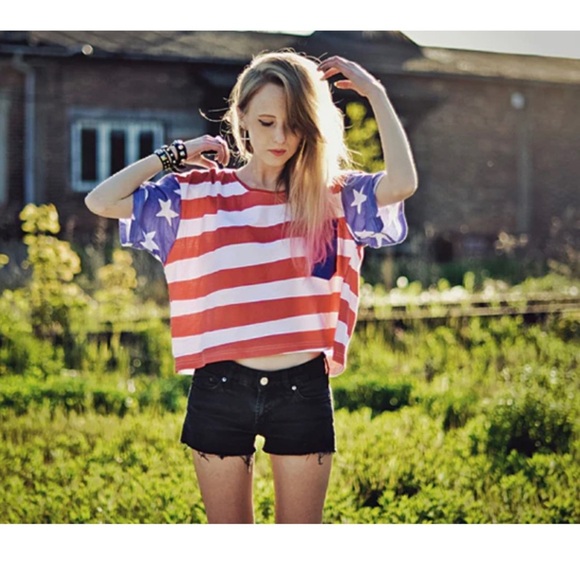 Lazy Oaf Stars and Stripes flag tee shirt top - Picture 1 of 7